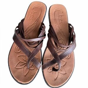 B.O.C ladies brown leather Sandals flip flops shoes size 11